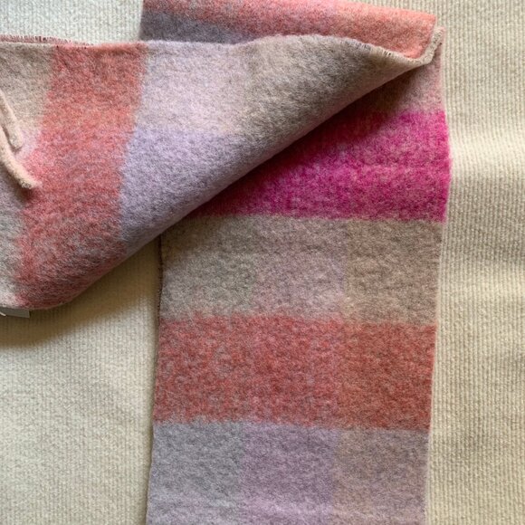 Acne Studios Checked Mohair-Blend Scarf – Pink/Beige/Red - Picture 7 of 7